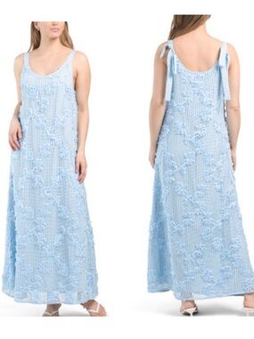 En Saison Reese Light Blue Floral Knit Maxi Dress Small